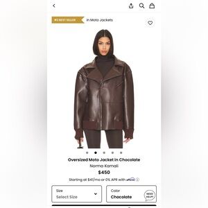Norma Kamali Chocolate Leather Moto Jacket